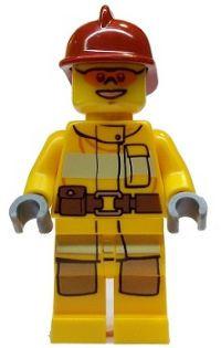 LEGO Minifigure-Fire - Bright Light Orange Fire Suit with Utility Belt, Dark Red Fire Helmet, Orange Sunglasses-Town / City / Fire-CTY338-Creative Brick Builders